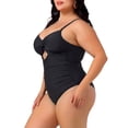 thumbnail image 2 of Agnes Orinda Women's Plus Size One Piece Swimsuit Knotted Front Cutout Swimwear Tummy Control High Waisted Summer Bathing Suit 1X Black, 2 of 6