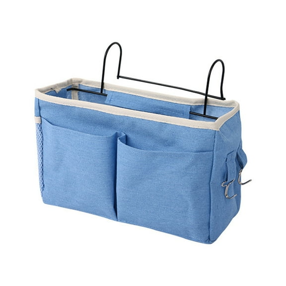 FAFA Bedside Caddy Multi-Function Hanging Storage Basket for Bunk Dorm Rooms Bed Rails, Glasses Tissue Mobile Phones Organizer (Blue)