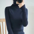 thumbnail image 1 of Suéter de mujer de invierno de cachemira con cuello alto, tejido de punto cálido, camisa lisa informal coreana, suéter de punto de moda, suéter marrón, 1 of 5