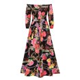 thumbnail image 4 of Sunloudy Vestido de manga larga casual para mujer, estampado a la moda, cuello de barco, vestido largo con cinturón Sunloudy  moda, 4 of 9