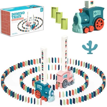 Domino Train Toy for Kids, Automatic Domino Train Blocks Stacking Toys, Kids Domino Train Toys with Music, Montessori Toys Autistic Christmas Birthday Gifts for Boys Girls 3-12 (Pink, 120 Blocks)