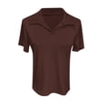 thumbnail image 4 of Delayuji Women's Short Sleeved Business Casual Top V Neck Work Shirt Top Brown Xxl Polyester,Spandex Short Sleeve Shirts for Women, 4 of 5