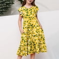 thumbnail image 7 of Bxsruta Girls Summer Dress Floral Print Short Sleeve Ruffle Tiered Casual Swing Dress with Pockets, 7 of 7
