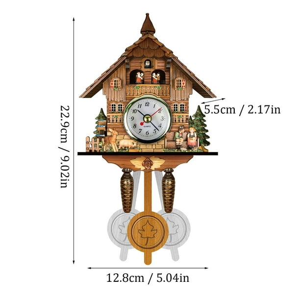 Kqegk Cuckoo Cuckoo Wall Clock Chime Alarm Clock Retro Clock Wooden