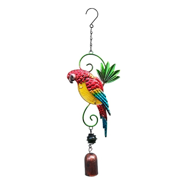 Carillón de Viento de Loro, Adornos de Jardín para El Hogar, Carillones de Viento de Pájaros para Interiores Y Exteriores para Exteriores, Carillones Rojo