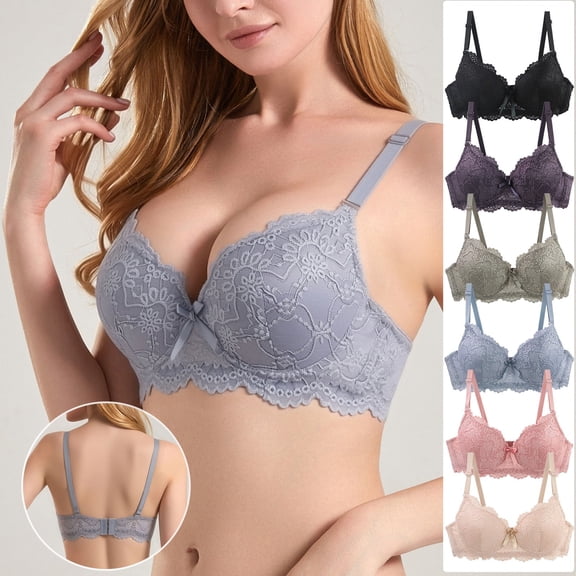Feancey Plus Size Lace Underwire Bras for Women Comfort Everyday Brassiere Adjustable Straps Push Up Bra Anti-Sagging Supportive Bras Beige 70B