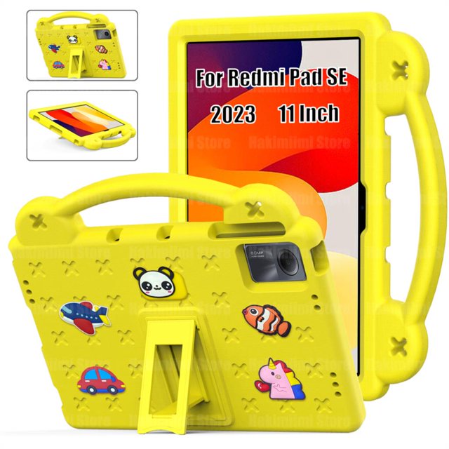 Kids Safe EVA Bear Case For Xiaomi Redmi Pad SE 11 Inch 2023 Handheld Shockproof Tablet Cover For Redmi Pad SE 11" 2023 #R Yellow Redmi Pad SE 11 inch