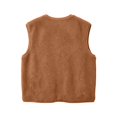 thumbnail image 5 of Vixolx Womens Cropped Sherpa Vest V Neck Button Down Sleeveless Fuzzy Fleece Jacket with Side Pockets Casual Loose Warm Fall Outerwear, 5 of 8