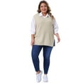 thumbnail image 2 of Agnes Orinda Women's Plus Size Sweater Vest Ribbed Knit V Neck Sleeveless Split Hem Casual Pullover Tank Tops 4X Beige, 2 of 6