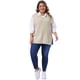 thumbnail image 2 of Chaleco de suéter de mujer de tallas grandes Agnes Orinda, tejido acanalado, cuello en V, sin mangas, con dobladillo dividido, blusa casual sin mangas 4X beige, 2 of 6