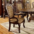 thumbnail image 3 of Miekor Furniture Formal Traditional Cherry Set of 2pc Arm Chairs Dining Room Brown Damask Print Fabric Solid wood Dining Chair W5U312, 3 of 8