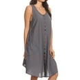 thumbnail image 3 of Sakkas Lina Mid Length Casual Summer Tent Swing Sleeveless Dress With Pockets - Chambray - One Size, 3 of 5