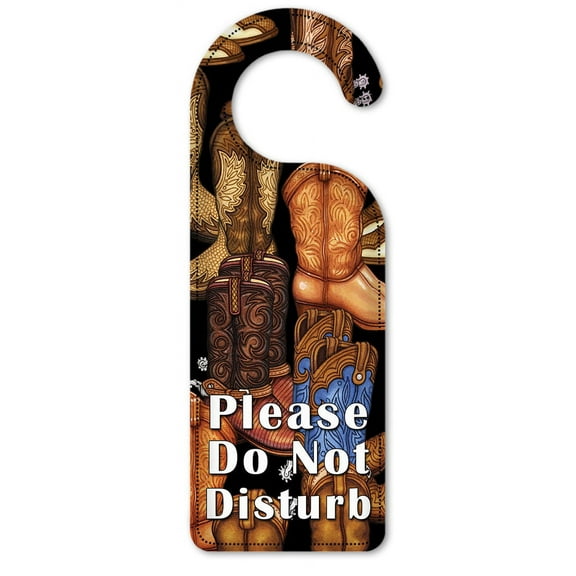 Do Not Disturb Door Knob Hanger Sign - Cowboy Boots (black) - Image by Dan Morris