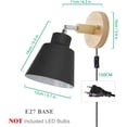thumbnail image 2 of Dosaele Wall Lamp with Cable for Socket Black E27 Wood Wall Light with Switch Modern Reading Lamp Bed Lamp Wall Spotlight Indoor with Switch for Living Room Bedroom, 2 of 5