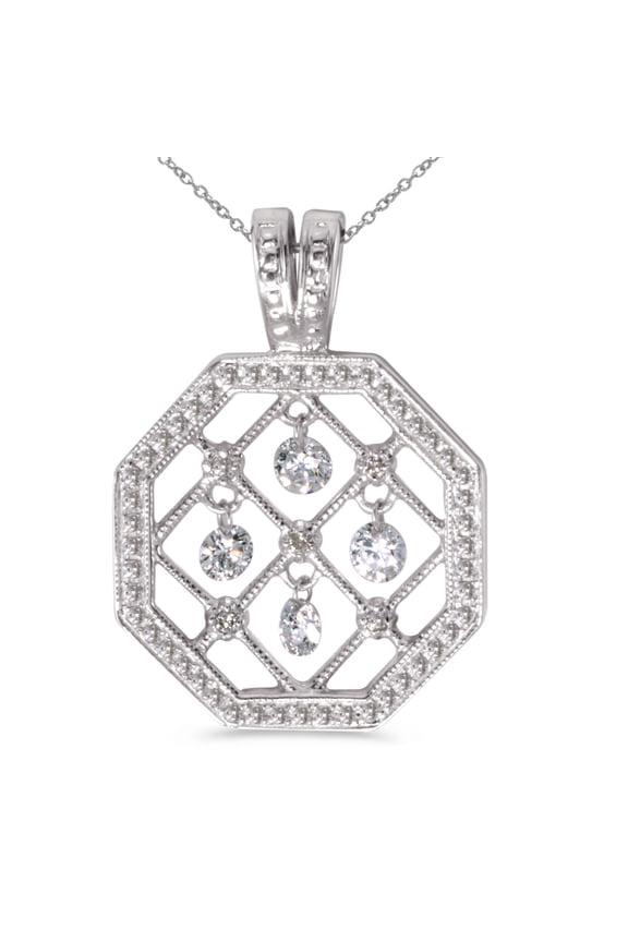 14K White Gold Dashing Diamonds Pendant with 18" Chain