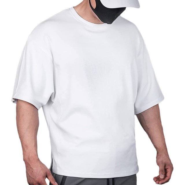 Camisas de gimnasio de algodón de gran tamaño, camisetas atléticas de entrenamiento de manga corta para hombres T65 Blanco G Blanco G Xishao ropa