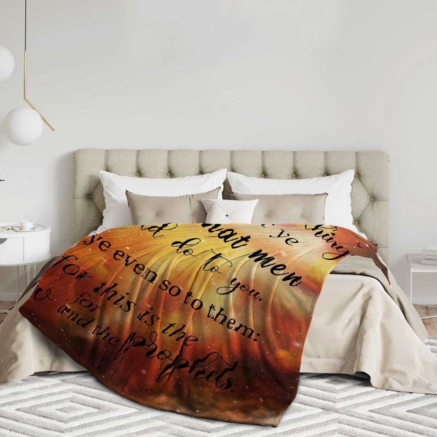 Positive Inspirational Quotes Throw Blanket - Bible Therefore All Things Whatsoever Flannel Blanket, Inspirational Gifts for Women, Girls, Teens - Soft & Cozy Blanket for All Season 40x50 Inch