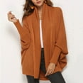 thumbnail image 4 of Lilgiuy Women's Casual Solid Color Loose Knit Top Long Sleeve Cardigan Sweater V-Neck Sweater,Orange,6(One Size) for 2022, 4 of 5