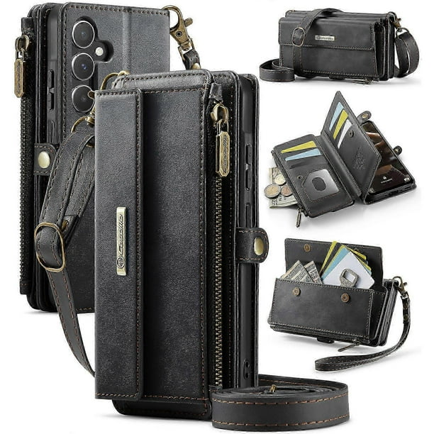 Compatible For Samsung Galaxy A55 5G Case CASEME C39 RFID Zipper Wallet Stand Leather Cover with Strap