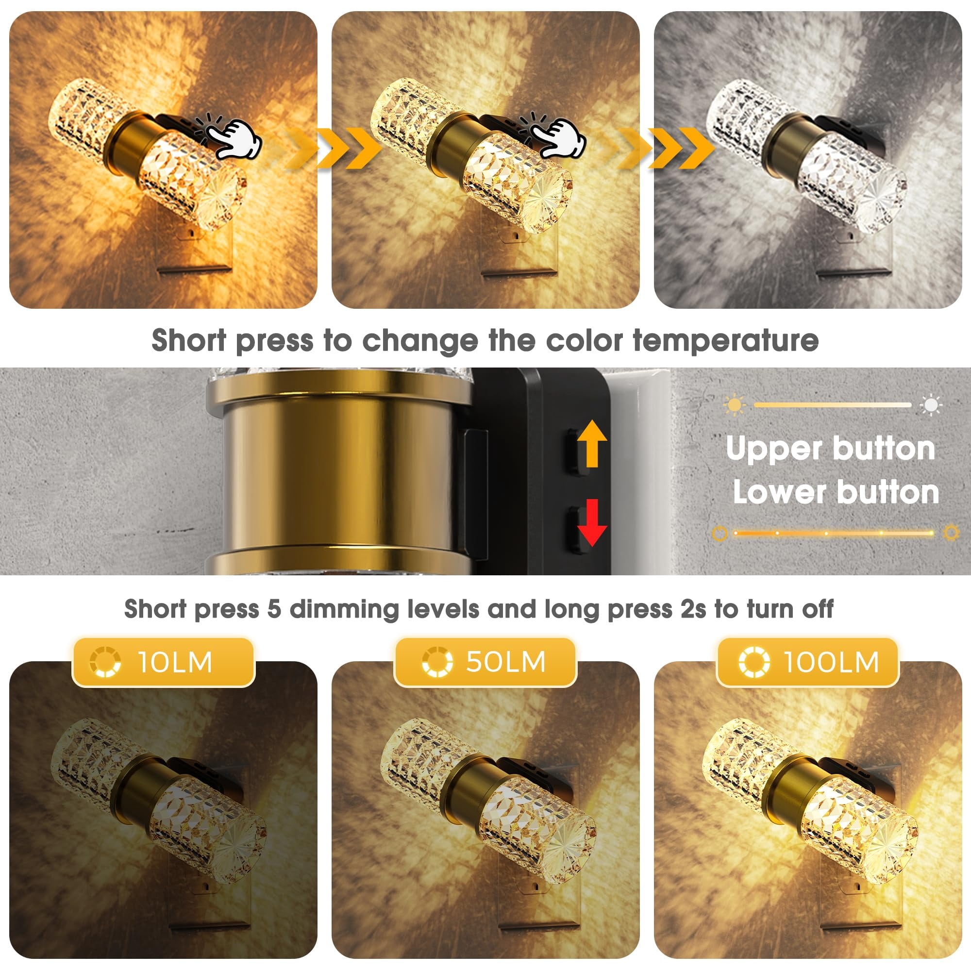 Night Light Modern Lights Plug Into Wall  Amber-3000k-5000k Adjustable Color Temperature Night-light Dimmable Nightlights With Dusk To Dawn Sensor For Rooms Bathroom Hallway
