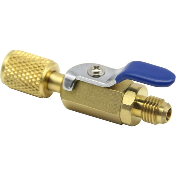 HAHADAXA Brass Straight Shut-Off Valve Air Conditioner Ball Valve Adapter 1/4In SAE, for Refrigerant R22 R12 R410a Charging Hoses HVAC Tools And Equipment