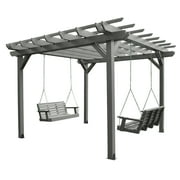Highwood Bodhi 12' x 12' Pergola Set with Two 4ft Weatherly Porch Swing - Outdoor, Eco-friendly, Synthetic Wood