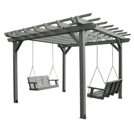Highwood Bodhi 12' x 12' Pergola Set with Two 4ft Weatherly Porch Swing - Outdoor, Eco-friendly, Synthetic Wood