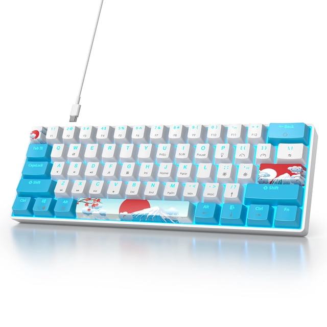 Ussixchare Teclado Mecánico Cableado 60% con 61 Teclas y Switches Rojos