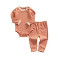 thumbnail image 2 of Baby Lace Trim O-Neck Long Sleeve Romper+ Solid Color Trousers, 2 of 7