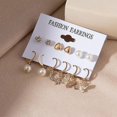 thumbnail image 1 of Conjunto de pendientes para mujer, aretes geométricos Retro coreanos, compatibles con pendientes de perlas de Metal pequeños de oro coreano, joyería de tendencia, 1 of 5