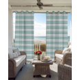 thumbnail image 4 of Boho Turquoise Stripe Blackout Curtains, Light Blocking Print Window Curtains, Abstract Geometric White Minimalist Thermal Insulated Window Drapes for Living Room 2 Panels, 55"W x 39"L, 4 of 9