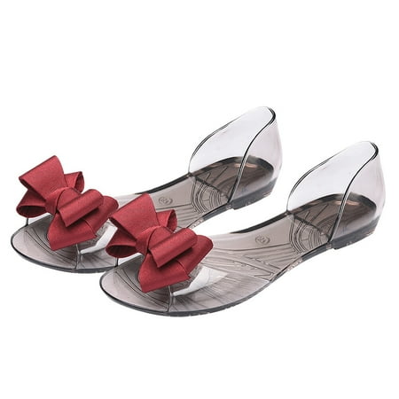 

Flat Jelly Shoes Fashion Fish Mouth Sandal Bowknot Sandals Creative Summer Beach Shoes for Women (Red 39 Yards 7.5US 5UK，38.5EU 9.6285Inch)