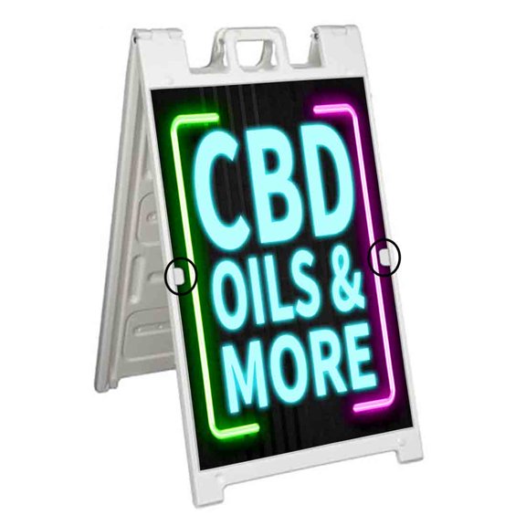 CBD Oils & More (24" X 36") Deluxe A-Frame Signicade, Includes 2 Removable Panels & Stand