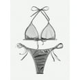 thumbnail image 2 of Women's Metallic Halter Top Two Piece Swimsuit Tie Side Triangle Bikini, 2 of 5