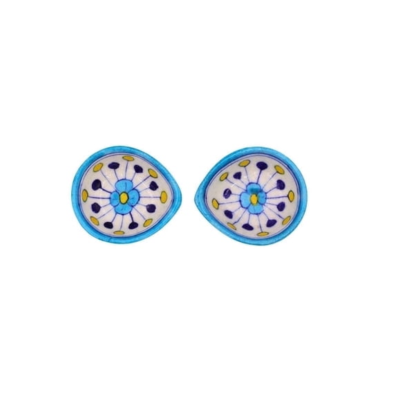 Natriel Hand-Painted Sky Blue Lotus Design Diyas – Set of 4 for Home Décor