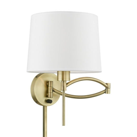 40044-01-Livex Lighting-1 Light Swing Arm Wall Sconce In RefinedModern Style-15 Inches Tall and 11 Inches Wide-Antique Brass Finish
