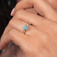 thumbnail image 4 of Gem Stone King 925 Sterling Silver and 10K Yellow Gold Blue Zircon and White Lab Grown Diamond 3 Stone Engagement Ring for Women (0.88 Cttw, Round Gemstone, Available in Size 5,6,7,8,9), 4 of 4