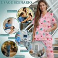 thumbnail image 6 of Yspwyqan Scrubs for Women Set, Pink Medical Pattern V-Neck Stretchy Scrub Top & Straight Leg Pants, 6 Pockets Breathable Lightweight Medical Nurse Uniforms, Size M, 6 of 7