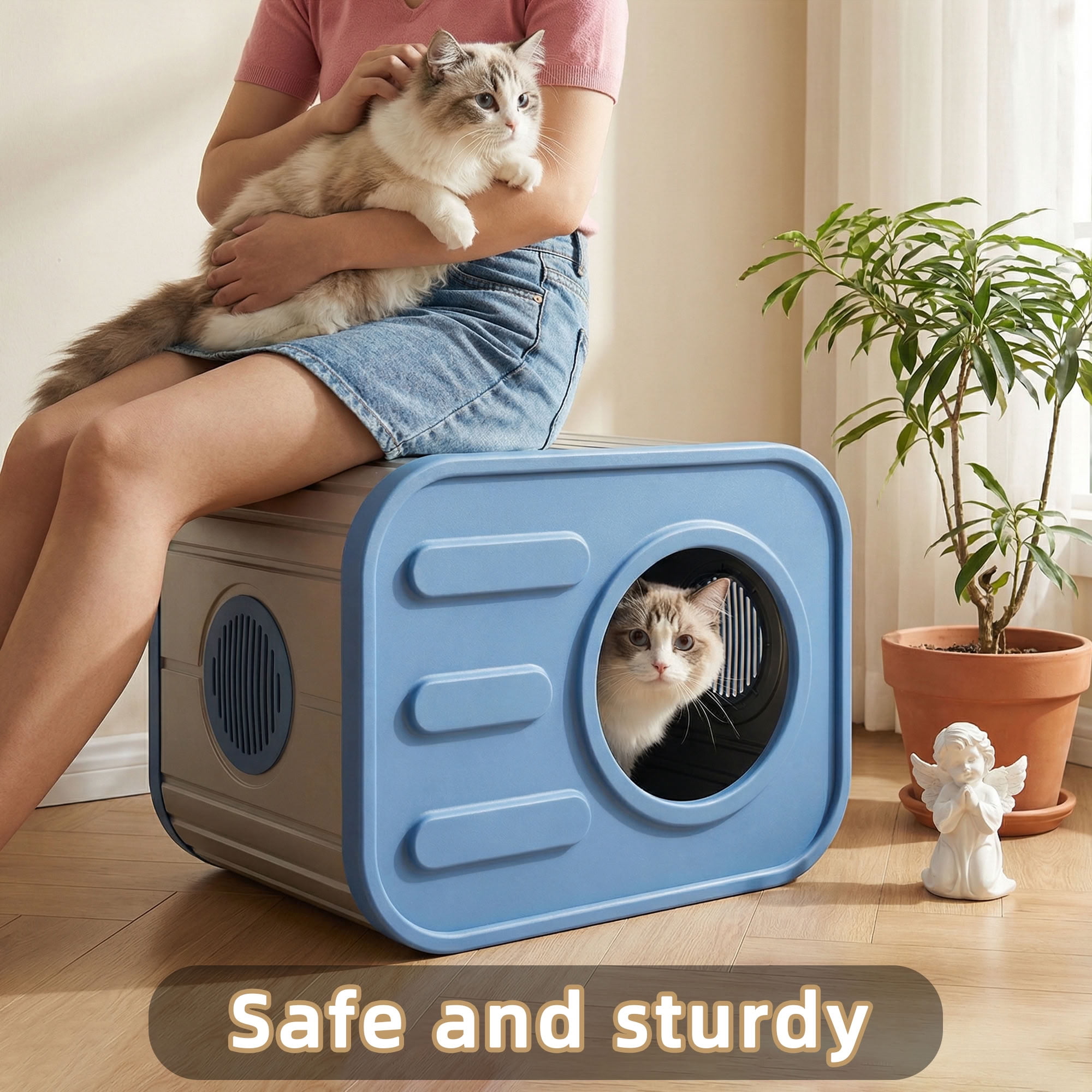 MAYEERTY Compact Cat House, Shatter-Resistant Cat Bed with Spacious Interior, No Tools Assembly