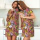 thumbnail image 4 of Fotbe Fruit-Flavored Ice-Cream Bata de Dormir para Mujer con Estampado, Camisón de Algodón de Manga Corta, Ropa de Dormir Casual, 4 of 6