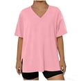 thumbnail image 4 of Purcolt Womens Plus Size Summer Tops Side Slit Short Sleeve V Neck T Shirts Casual Loose Tunic Tops Solid Color Tees Blouses L-5XL, 4 of 6