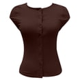thumbnail image 5 of Camiseta sexy de mujer con botones, manga corta y color liso - Cuello en V, estilo informal - Combina con vaqueros/leggings - Tallas S-XL, 5 of 5