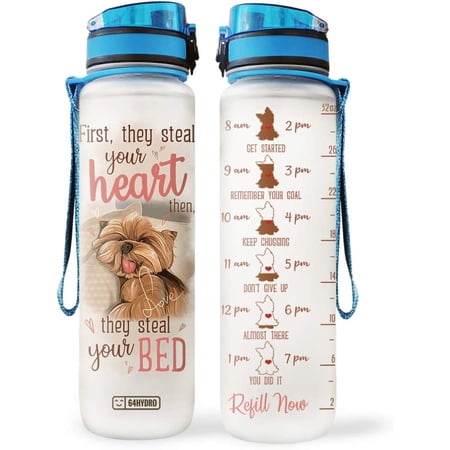 64HYDRO 32oz 1Liter Motivational Water Bottle with Time Marker ...