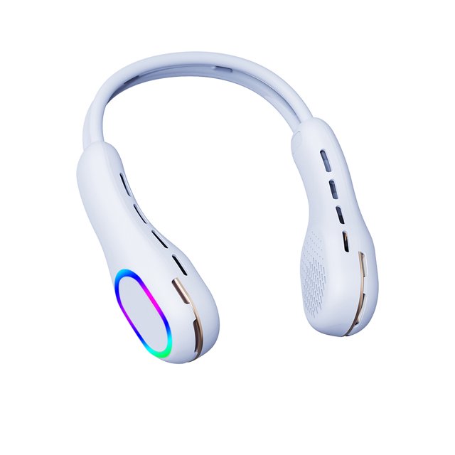 Ventiladores de cuello RGB Lámpara colorida Ventilador sin aspas para verano al aire libre (púrpura) Tmvgtek Para estrenar