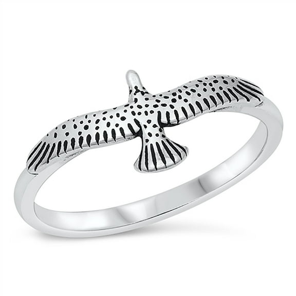 All in Stock Sterling Silver Flying Eagle Ring Size 7