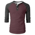 thumbnail image 4 of Chbgutlmr 3/4 Length Sleeve Tops for Men Notched V Neck Color Block Drop Shoulder Shirts Casual Comfy Tops, 4 of 8