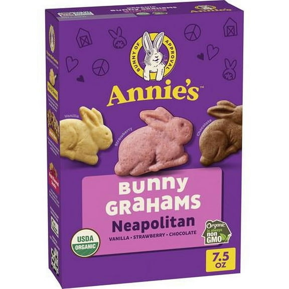 Annies Organic Bunny Grahams Snacks, Neapolitan, 7.5 Oz - Pack of 2