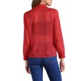thumbnail image 3 of CAMISA MESH TRANSPARENTE DE CUELLO PUNTA DE MUJER INSPIRADA CHIC DE MANGA LARGA CON BOTONES TAMAÑO XS ROJO, 3 of 6