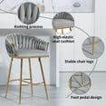 thumbnail image 4 of (Set of 2) 26'' Counter height bar stools kitchen island counter bar stool with hand- wave back, golden chromed base and footrest, Grey, 4 of 12