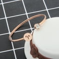 thumbnail image 4 of Simple Rose Gold Zodiac Sign Cuff Bracelet with Birthstone Birthday Gift for Women Girls (Aries), 4 of 4